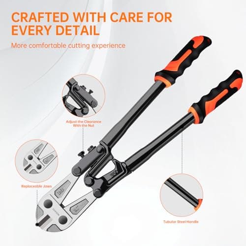 NOEAIKE 14 Inch Bolt Cutter Heavy Duty Forged T8 Steel Blade Wire Cutters for Chain/Metal/Screw/Rivet/Fence with Rubber Grip Handle 6
