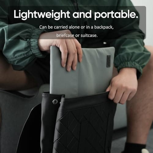 ARZOPA 17.3" Portable Monitor Sleeve Bag, PU Leather Laptop Case for Travel, Grey 7