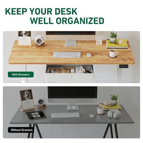 FEZIBO 40 x 24 Inches Standing Desk with Drawer, Adjustable Height Electric Stand up Desk with Storage, Sit Stand Home Office Desk, Ergonomic Computer Desk, Light Rustic 5