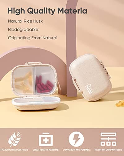 Holii Travel Pill Organizer, 8 Compartments Portable Pill Case, Daily Pill Box to Hold Vitamins, Small Pill Container for Pocket Purse Medicine Organizer（Khaki） 7