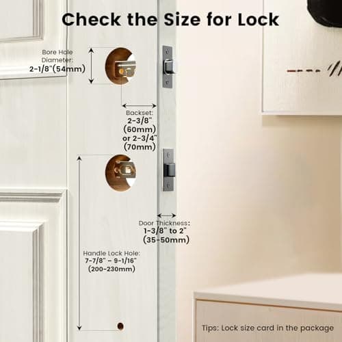 Smart Door Lock with Handle, Keyless Entry Door Lock Deadbolt Handle Set, Built-in WiFi Deadbolt Smart Lock for Front, Fingerprint 8