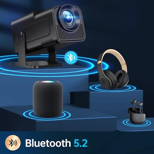 [180°Adjustable Stand]HIPPUS Smart Mini Projector with WiFi and Bluetooth, Full HD 1080P, Auto Keystone,4K Video Portable Ceiling Projector,Wifi 6,Android 11.0 (Black) 8