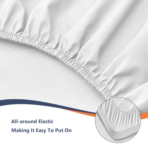 2-Pack Washed 16" Deep Pocket Fitted Sheet Full Size - Pack of 2 Bed Sheets - Soft Brushed Microfiber - Fits 8 to 16 inch Mattress - Breathable,Fade Resistant,Easy Care (White,54“x75) 5