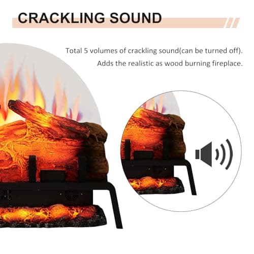 PuraFlame 24" Free Standing Electric Fireplace Log Set Insert, 750W/1500W Heater, 6 Flame Colors with 5 Brightness, Crackling Sound, Remote Control 5