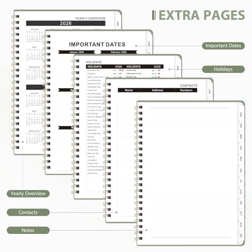 2026 Planner, Weekly and Monthly Calendar Agenda Book, Jan 2026 - Dec 2026, Hardcover Planning Academic Planner for Office School Supplies and Desk Accessories - A5 (6.3'' x 8.5'') 5