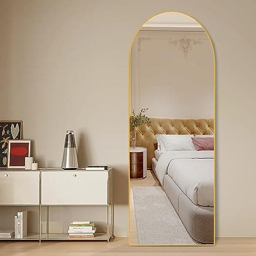 CONGUILIAO 64"x21" Full Length Mirror, Arched Floor, Full Body, Aluminum Frame Wall Mounted Dressing for Bedroom, Gold 5
