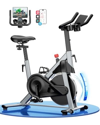 Superun Exercise Bike, Stationary Bikes for Home with Brake Pad, Low Noise Spin Bike with 300LBS Weight Capacity, Indoor Cycling for Home Gym with Pad Mount LCD Monitor and Cup Holder