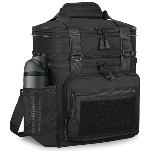 GLENKEY Tactical Lunch Box Cooler Bag - Expandable Insulated Lunch Bag for Men Women - Large Lunchbox for Adults Work Shifts Outdoor Trips Black 16L