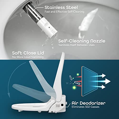 BidetMate 2000 Series Electric Bidet Toilet Seat with Unlimited Heated Water, Side Controls, Deodorizer, Warm Air Dryer - Self-Cleaning - Elongated Electric Bidet Attachment for Toilets 5