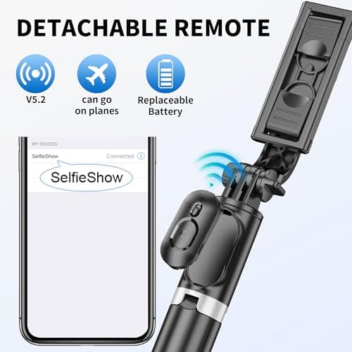 Selfie Stick Tripod, All in One Extendable & Portable iPhone Tripod Selfie Stick with Wireless Remote Compatible with iPhone 17 16 15 14 13 12 pro Xs Max, Galaxy Note10/S20/S10/OnePlus 9/9 PRO etc 6