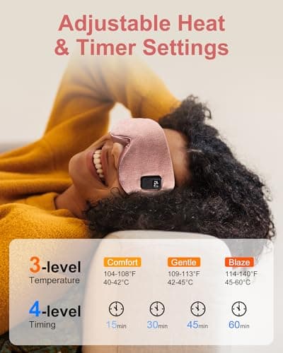 Heated Eye Mask for Dry Eyes: Warm Compress for Digital Tired Eyes, Stye Relief - Cordless, Adjustable Heat & Timer Settings - Airplane/Road Travel, Sleep aid, Office nap Pink 6