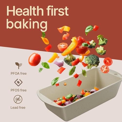 Nonstick Loaf Pan Set Pack of 4, Carbon Steel 11" Large Baking Bread Pan, Oven Safe Up to 450°F, PFOA, PFOS, PTFE Free, Space Saving Stackable Design, Stain Resistant, Dishwasher Friendly,White Marble 5