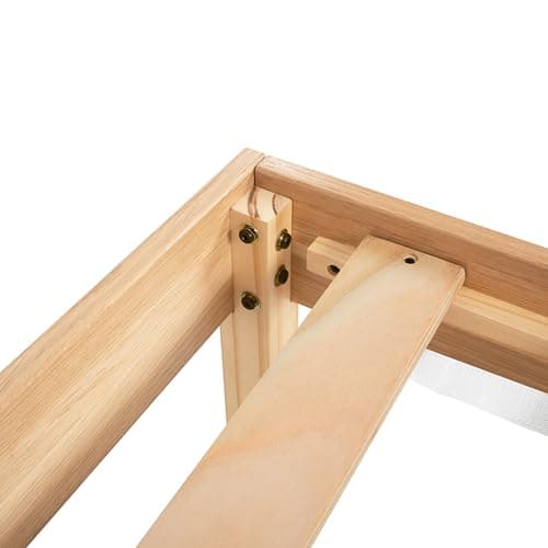 Naomi Home Linda 14 Inch Full Solid Wood Platform Bed Frame No Squeak Bed Frame with Wooden Slats No Box Spring Needed 9 2 Under Storage Natural 9