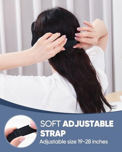 MZOO Luxury Sleep Eye Mask for Side Sleeper Men Women, Zero Eye Pressure 3D Sleeping Mask, Light Blocking Patented Design Night Blindfold, Soft Eye Shade Cover for Travel, Black 6