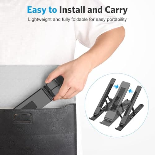Portable Laptop Stand, OMOTON Laptop Stand for Desk Ergonomic 7-Levels Angles Adjustable Computer Stand, ABS Laptop Riser Holder Compatible with All Laptops and iPad(10-15.6") 5