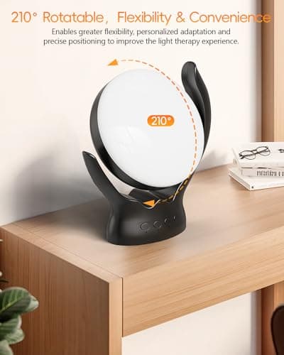 HIBOITEC Light Therapy Lamp, UV-Free 10000 Lux Therapy Light, Rotatable Sunlight Lamp with 3 Color Temperature & 5 Adjustable Brightness Levels & Timer & Memory Function 5