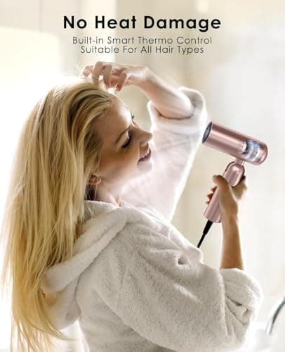 osou Travel Hair Dryer, Dual Voltage with Auto-Sensing, 1B Plasma Particles, 200times/s Temp Control, Portable Blow Dryer with Single-Sided Comb 5