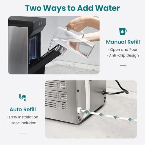 Gevi V2.0 Countertop Gemi Nugget Ice Maker | Self-Cleaning Pellet Ice Machine | Open and Pour Water Refill | Stainless Steel Housing | Fit Under Wall Cabinet | Black 5