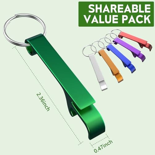 6 Pack Bottle Opener Keychain Set, Colorful Aluminum Alloy Beer Bottle Openers, Small Lightweight Keychain Opener for Beer, Soda & Can Opening, Pocket Bar Tool for Home, Camping & Parties 7