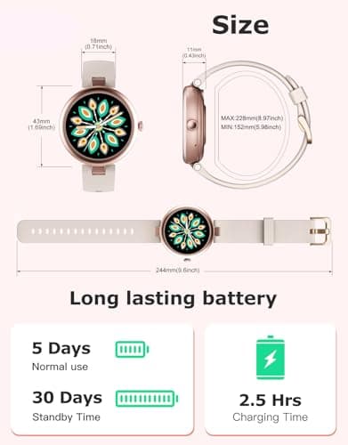 Smart Watches for Women, Round Bluetooth Call Smartwatch for iPhone Android Phones, Waterproof Fitness Tracker Watch with Heart Rate Monitor Sleep Tracker 100+Sports, Stylish Gifts for Women Starlight 7