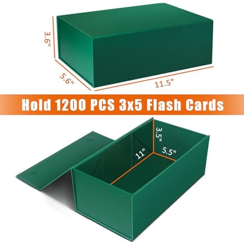 tutata 3x5 Index Card Holder Fits Dividers, 3.5x5.5 Inches Index Card Storage Box, Large Capacity - 1 Pack, Green 5