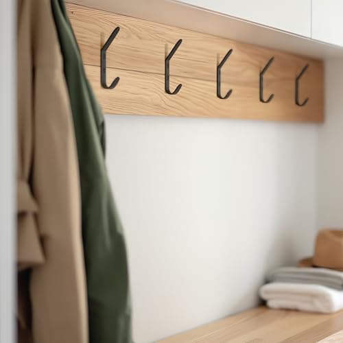 Stylish Coat Hooks For Wall Mount Set of 5 - Decorative and Sturdy Black Metal Double Hooks Are Perfect To Hang Your Jackets, Towels Or Hats - A Modern Addition To Any Minimal Home Decor & Farmhouse 6