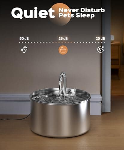 Stainless Steel Cat Water Fountain: Pet Fountains Indoor Metal Automatic Dispenser Cat Waterer Bowls Dog Faucet Bottle Pets 24/7 Running Watering for Drinking Quiet Pump with 1 Filter 5