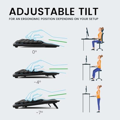Perixx PERIBOARD-535BL Wired Ergonomic Mechanical Full-Size Keyboard - Low-Profile Blue Clicky Switches Programmable Feature with Macro Keys Compatible Windows and Mac OS X US English, Black 6