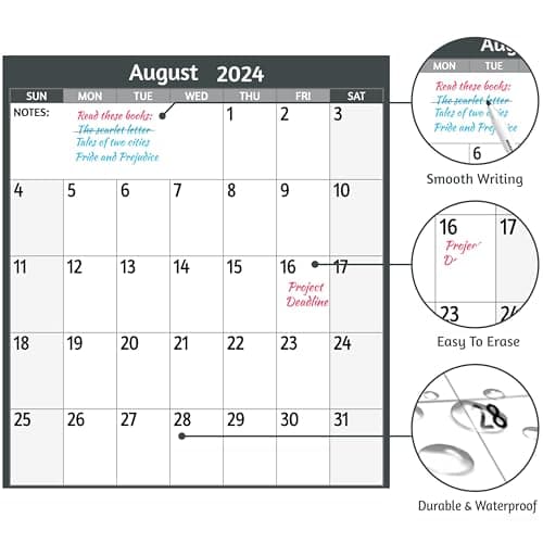 2024-2025 Dry Erase Calendar – Large Yearly Wall calendar, 38.2'' x 25.2'', 2-Side Reversible Calendar, Vertical/Horizontal, Jul.2024 – Jun.2025, Grey 5