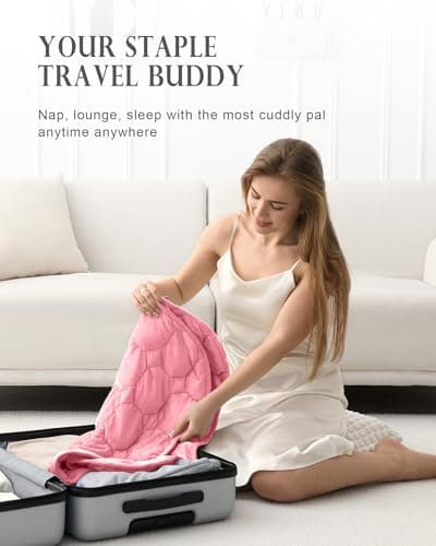 Cottonblue Weighted Blanket 7lbs for Adults, Luxury Crystal Velvet Weighted Lap Blanket for Relaxation, Lounging, Sleeping & Travel -Household Machine Washable, Pink, 29" x 24" 5