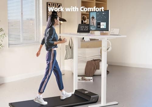 YDN Electric Standing Desk Adjustable Height, 40 x 24 Inches Stand up Desk with Cable Management, Home Office Desks with Splice Board & White Frame, White Top 9