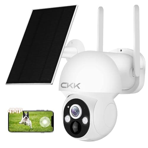 CKK Wireless Cameras for Home/Outdoor Security, Solar Security Cameras Wireless Outdoor 355°PTZ, 4MP 2.5K WiFi Camera with Spotlight, PIR Sensor, Siren, Color Night Vision, 2-Way Talk, SD/Cloud