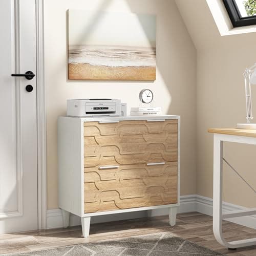 Tribesigns 2-Drawer File Cabinet, Lateral Filing Cabinet for A4/Letter/Legal Size, Office Storage Cabinet, Printer Stand with Storage Drawer for Home Office, White & Walnut 7