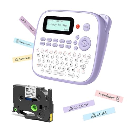 EazeID Label Maker Machine with-Tape Waterproof, Purple Label Maker Portable for Teachers Kids Classroom Use, Desktop Labeler with Multiple Symbols &Fonts for Home Office School Use, D210S