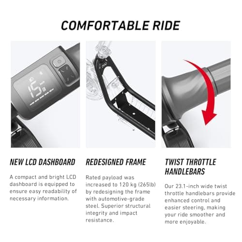 NIU Electric Scooter for Adults - Front Suspension, 600W Max Power, 18 Miles Range, Max Speed 17.4MPH, 9.5'' Pneumatic Tires, Dual Brakes, Easy Folding Portable Commuting Escooter, UL Certified 6