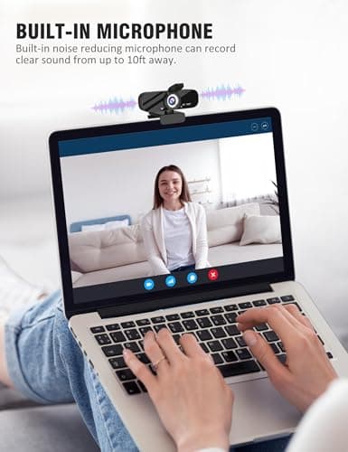 Gozvrpus USB HD Webcam with Built-in Microphone and Rotatable Tripod, 1080P Video, Wide Angle Camera, Privacy Cover, for Desktop PC or Laptop Computer（Black） 5