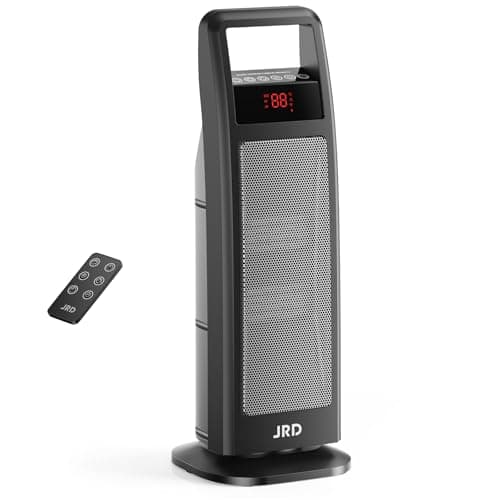 Space Heater Indoor Use, JRD Fast Electric Heater with Remote, Thermostat, 75° Oscillation, 1-8H Timer, Safe Protection, 1500W Portable Heater for Bedroom Office