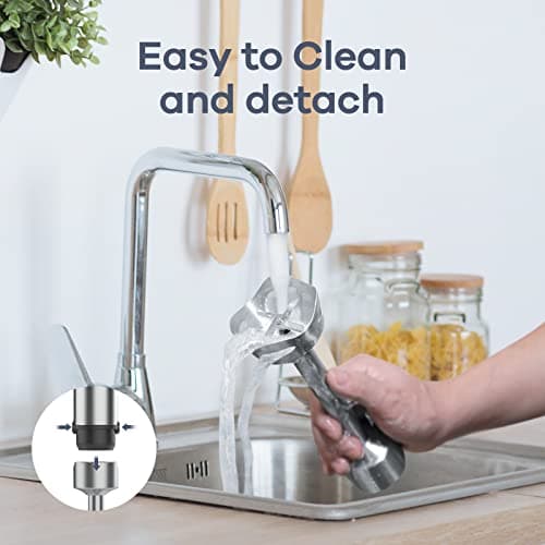 Ganiza Immersion Blender 5 in 1 Hand Blender Max 1000W Heavy Duty Motor, 16 Speed Mode Handheld Blender Stainless Steel Blade With 800ml Mixing Beaker, 600ml Chopper, Whisk and Milk Frother 7