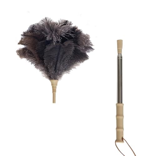 Aldwin Ostrich Feather Duster with Extension Pole Up to 43 inch, Genuine Fluffy Natural Reusable Handheld Feather Dusters for Cleaning Supplies, Washable, Car, Office, Desk, Blinds