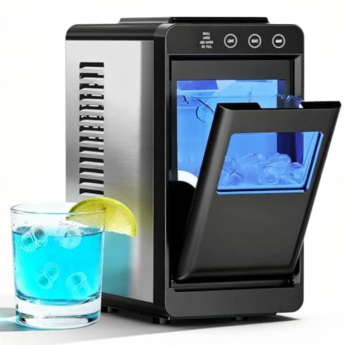 Havato Countertop Ice Maker with 2 Ice Sizes Adjustable,8 Bullet Ice in 6 Mins,26lbs/24Hrs,Self-Cleaning Portable Ice Maker Machine with Touch Display,Blue Light for Home/Office/Bar, Black
