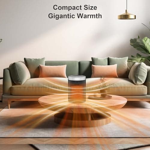 Space Heater, WINHL Small Portable Electric Heaters for Indoor Use with Thermostat and Remote, 70°Oscillation, 12H Timer, 5 Modes, 1500W PTC Ceramic Fast Safety Heat for Office Bedroom Home 7
