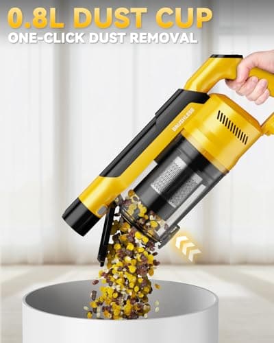 350W Cordless Vacuum Cleaner for Dewalt 20v Battery, 35kPa Brushless Lightweight Stick Vacuum with 3 Mode Suction, 6 in 1 Stick Vacuum Cleaner with HEPA for Floor, Carpet, Car (Battery Not Included) 6