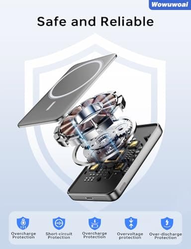 for Magsafe Portable Charger, 10000mAh Wireless Power Bank with Stand and PD 20W, USB C Fast Charging Powerbank, Magnetic Battery Pack Compatible with iPhone 17/16/15/14/13 Pro/Pro Max Series - Gray 8