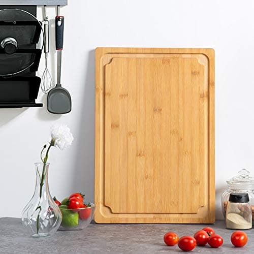 Extra Large Cutting Board, 17.6" Bamboo Cutting Boards for Kitchen with Juice Groove and Handles Kitchen Chopping Board for Meat Cheese board Heavy Duty Serving Tray, XL, Empune 7