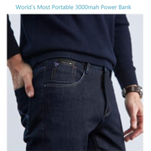 Attom Tech Dual USB Output Super Slim Power Bank Ultra Thin, 3000mAh Portable Charger Mini External Phone Battery Pack Small Dual Outlet, Emergency Phone Power Backup (Black) 2