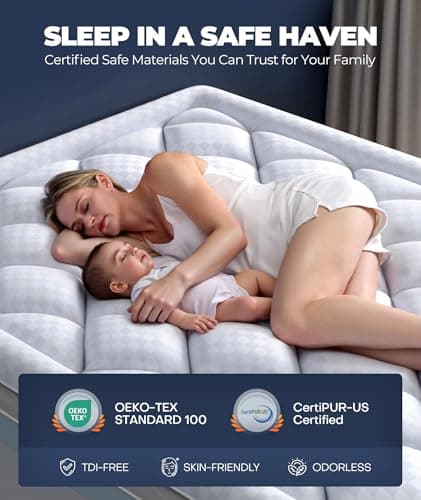 Biteany 5 Inch Mega Support Memory Foam Mattress Topper for Pressure Relief, Dual Layer 2.5" Pillow Top Mattress Topper Plus 2.5" Cooling Gel Infused Memory Foam Mattress Pad (Queen) 6