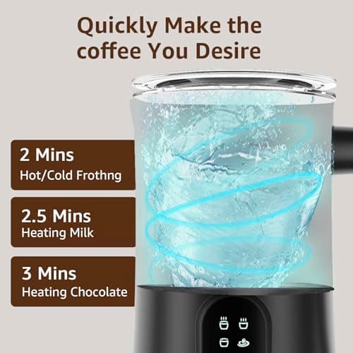 Milk Frother, 4 in 1 Electric Milk Steamer,11.8oz/350ml Automatic Warm and Cold Foam frother for Coffee, Latte, Macchiato, Cappuccino, Hot Chocolate 5