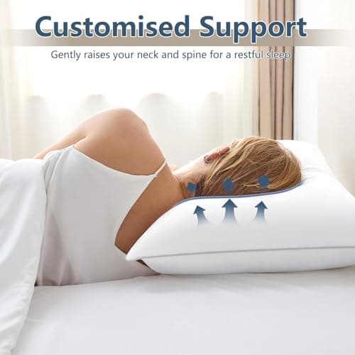 CozyLux Soft Supportive Bed Pillows for Side and Back Sleepers, Oeko-Tex Certified Down Alternative Filling, Hotel Quality Fluffy Sleeping Pillow, Queen Size Set of 4, White, 18" x 28" 8