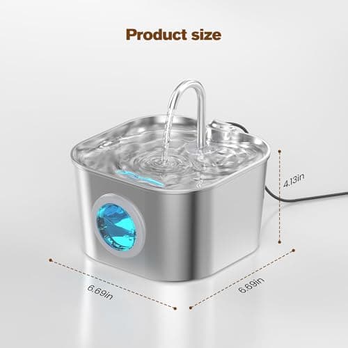 Cat Water Fountain Stainless Steel: Pet Fountains for Cats/Dog Indoor Automatic Waterer Bowls for Drinking Small Animal Water Dispenser Metal Pets Watering Faucet Bottle Auto Kitty Watering Supplies 8