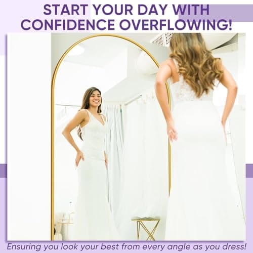 LadyNow Floor Mirror, 58"×18" Full Length Mirror with Stand for Bedroom Living Room, Gold 7